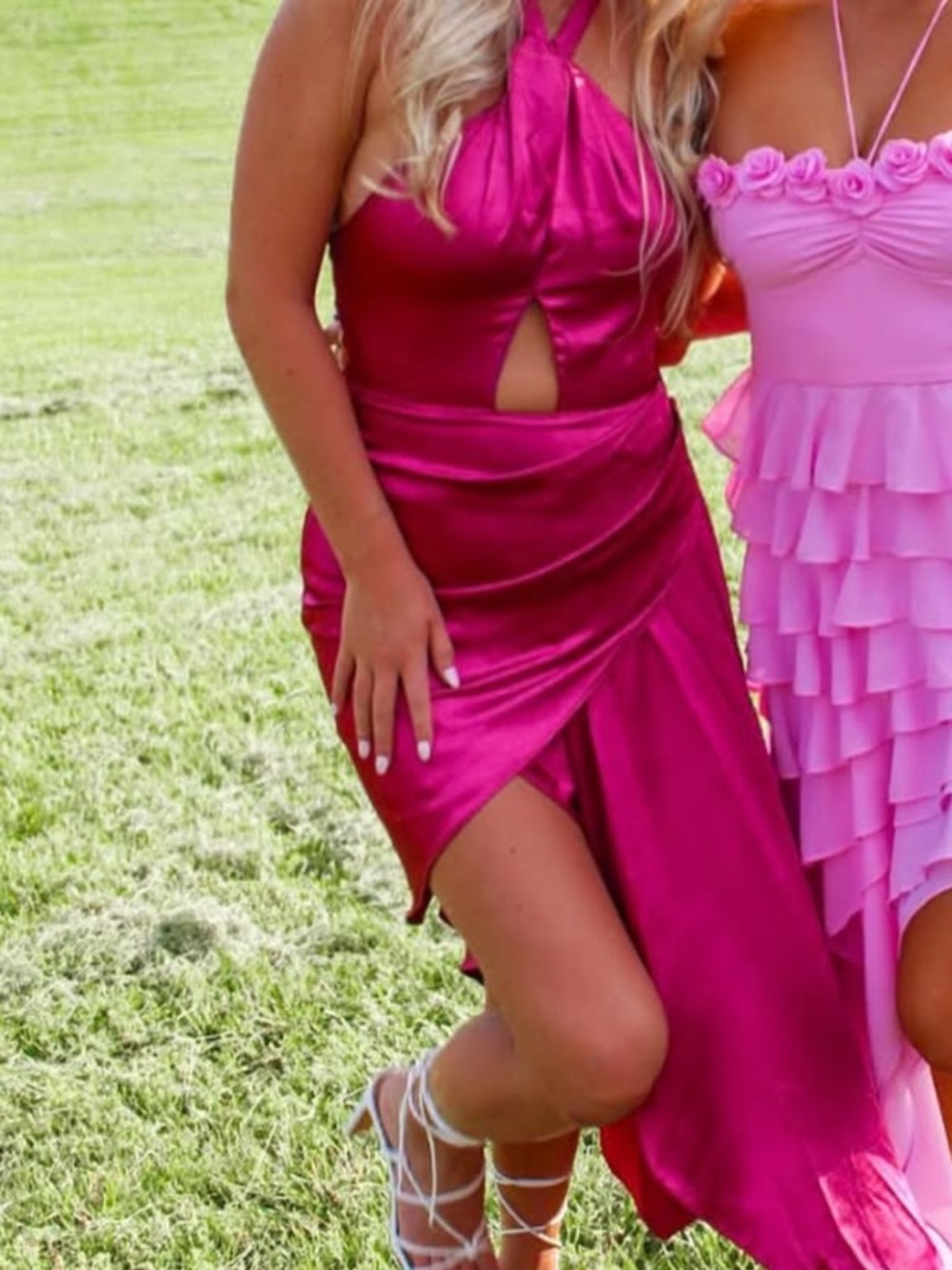 superdown Fuchsia Satin High-Low Dress